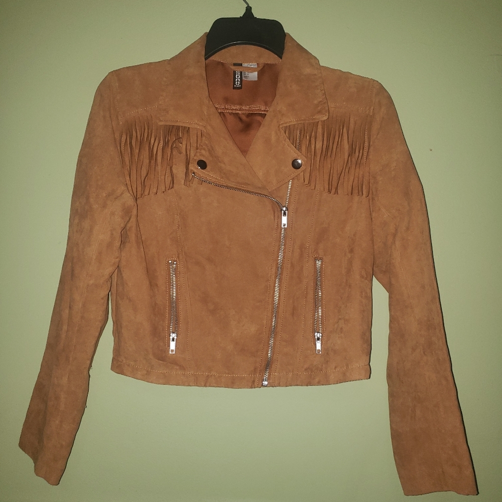 WOMENS DIVIDED BY H&M JACKET  FLEX SUEDE BROWN SIZE US 8